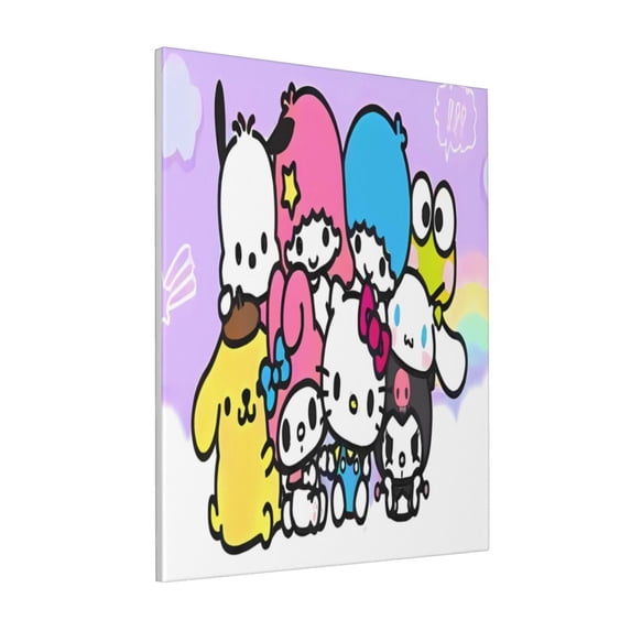 Lsque Sanrio Pattern Decorative Picture – Unique Modern Wall Art, Ready-to-Hang Canvas Print for Home (Vertical)