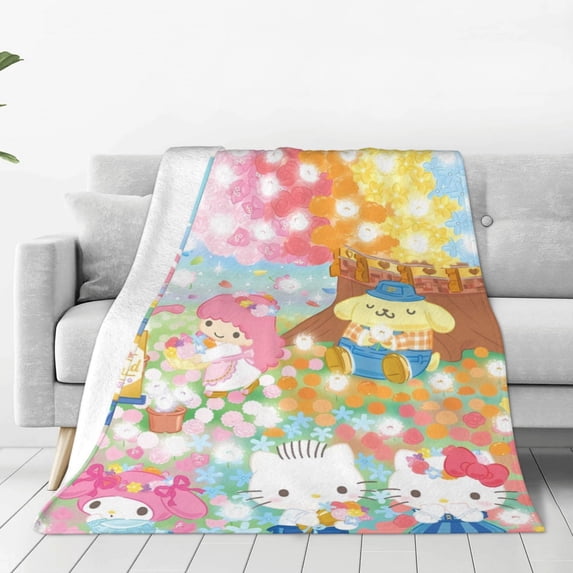 Lsque Sanrio Pattern Fuzzy Fleece Throw Blanket Extra Large,Super Soft,Fluffy and Warm Blankets for Couch,Bed,All Season Use (60"x50")