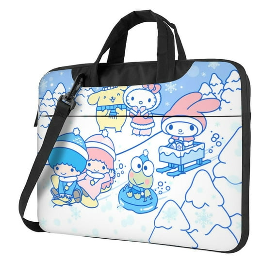 Lsque Sanrio Pattern Laptop Bag – Portable & Slim Single-Shoulder Computer Case with Adjustable Strap, Protective, Lightweight for 13”/14”/15.6” Laptops