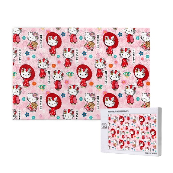 Lsque Sanrio Pattern Picture Puzzle,Wooden 1000 Piece Puzzle,Personalized Jigsaw Puzzles,Family Fun Puzzle,Gift Puzzle(Horizontal style)