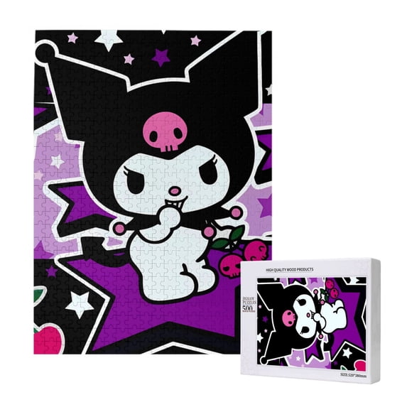 Lsque Sanrio Pattern Wooden Picture Puzzle ,500 Piece Jigsaw Puzzle ,Family Fun Puzzle, Home Décor Puzzle, Gift Puzzle(Vertical style)