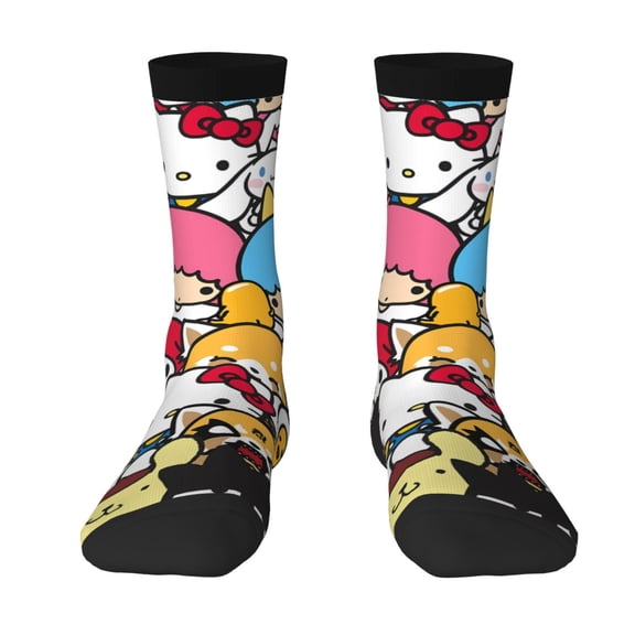 Lsque Sanrio Printed Men's Crew Socks, Soft Durable Breathable Moisture-Wicking with Odor Control Cotton socks