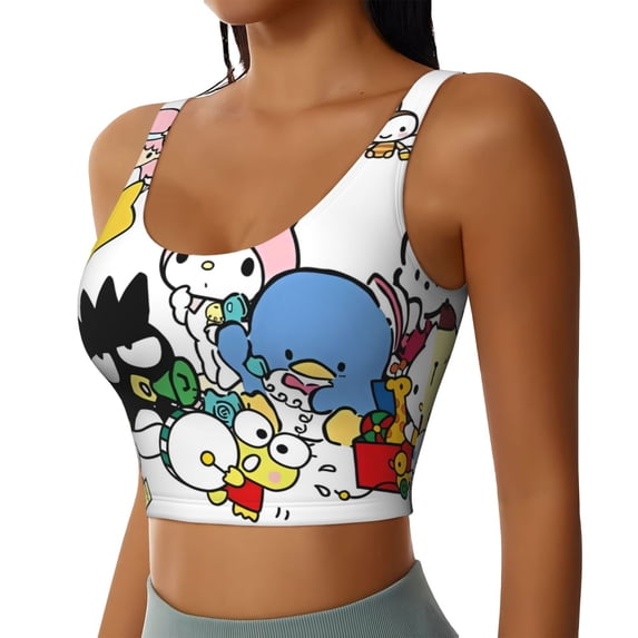 Lsque Sanrio Printed Women'S Sports Bra, Compression, Moisture Wicking, High-Impact Sports Bra For Women,Supportive sports bra-Small