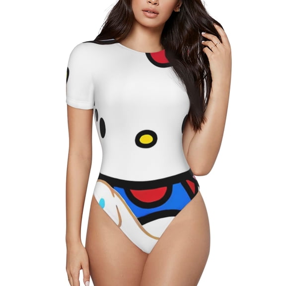 Lsque Sanrio Women's Crew Neck Short Sleeve Bodysuit Basic T Shirts Tops Onesie Adult Cute Pajama-XX-Large