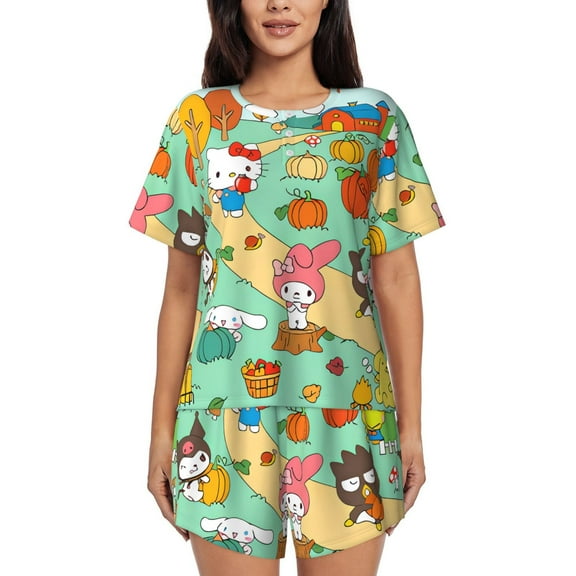 Lsque Sanrio Women's Short-Sleeved Pajama Set - 2 Piece Soft and Lightweight Sleepwear Set-4X-Large