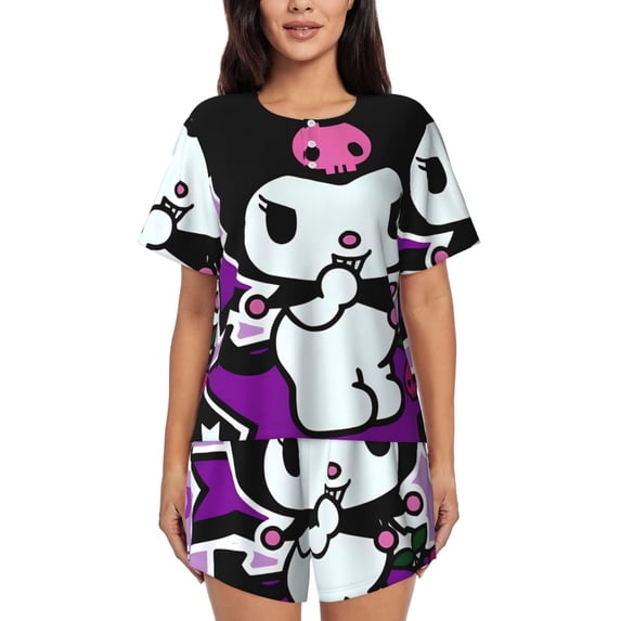 Lsque Sanrio Women's Short-Sleeved Pajama Set - 2 Piece Soft and Lightweight Sleepwear Set-Small