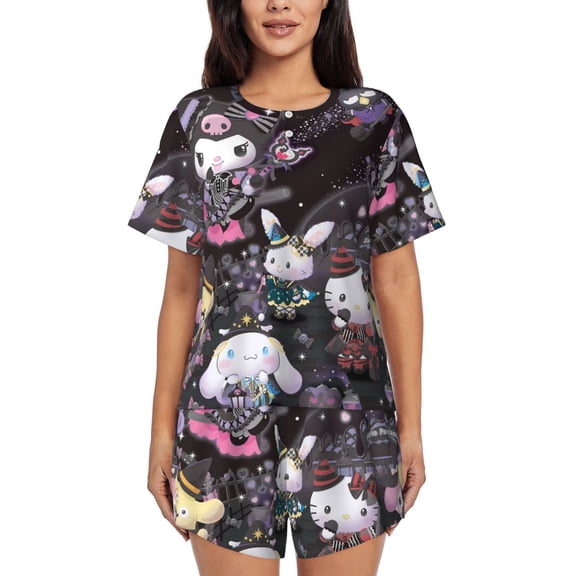 Lsque Sanrio Women's Short-Sleeved Pajama Set - 2 Piece Soft and Lightweight Sleepwear Set-X-Large