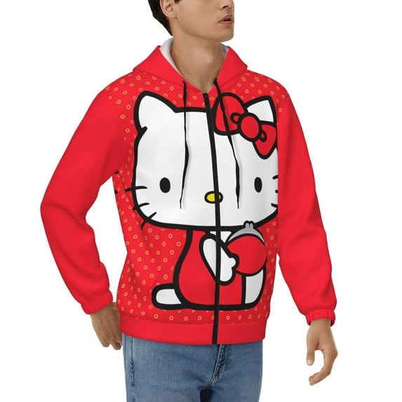 Lsque Sanrio for Mens Full-zip Hoodie, Zip-up Pullover Hooded Sweatshirt, Kangaroo Pocket Hoodie Ideal for Daily Wear, Travel, and Home-Small