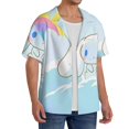 thumbnail image 1 of Lsque Sanrio print Men's Cuban Collar Short Sleeve Shirt Summer Beachwear Casual Button Down Fashionable Vacation Leisure Shirt-4X-Large, 1 of 7