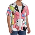 thumbnail image 1 of Lsque Sanrio print Men's Cuban Collar Short Sleeve Shirt Summer Beachwear Casual Button Down Fashionable Vacation Leisure Shirt-Medium, 1 of 7