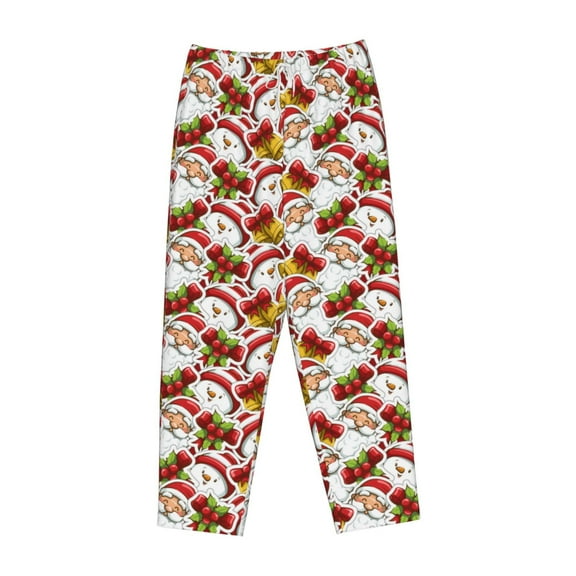 Lsque Santa Claus bells Snowman Print Women's Pajama Pants, Lounge Pant - Comfortable Home Wear,Elastic Waistband, Stylish Design-Medium