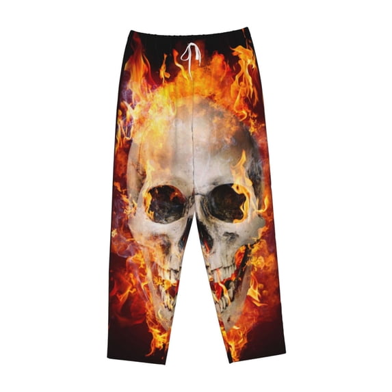 Lsque Satanic Skull Print Women's Pajama Pants, Lounge Pant - Comfortable Home Wear,Elastic Waistband, Stylish Design-Large
