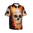 thumbnail image 1 of Lsque Satanic Skull pattern Hawaiian Shirt for Men, Unisex Summer Beach Casual Short Sleeve Button Down Shirts-X-Large, 1 of 9