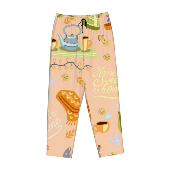 Lsque Scandinavian Style Hygge Print Women's Pajama Pants, Lounge Pant - Comfortable Home Wear,Elastic Waistband, Stylish Design-Small