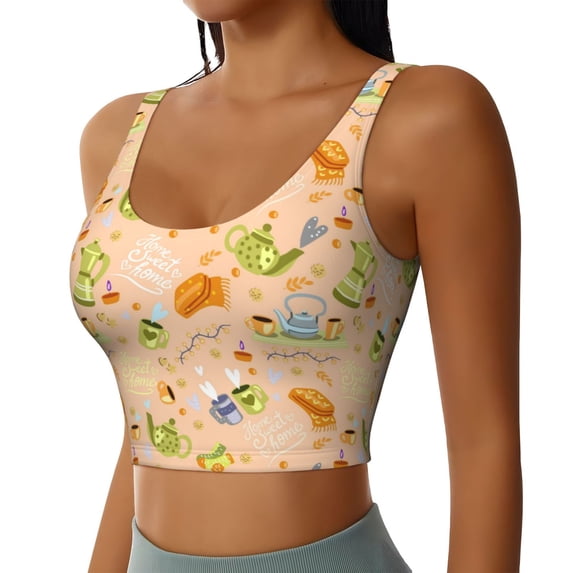 Lsque Scandinavian Style Hygge Printed Women'S Sports Bra, Compression, Moisture Wicking, High-Impact Sports Bra For Women,Supportive sports bra-X-Large