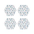 thumbnail image 1 of Lsque Scarf Bear Pattern 4" Drink Coasters Set of 4, PVC Leather Absorbent Coasters, Table Coaster Set Decorative Coffee Cup Coasters Housewarming Gift -Hexagon, 1 of 6