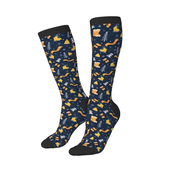 Lsque Scarf Ski Shoes sock Printed Crew Socks Men's Women's LightWeight Thin Casual Calf Socks ,Knee High Socks,Cotton Socks
