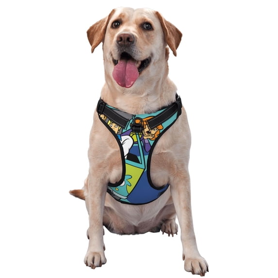 Lsque Scooby-Doo Dog Harness, No-Pull Pet Harness with 2 Leash Clips, Adjustable Soft Padded Dog Vest with Easy Control Handle for Large Dogs-Large