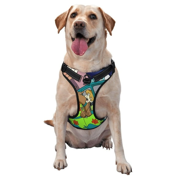 Lsque Scooby-Doo Dog Harness, No-Pull Pet Harness with 2 Leash Clips, Adjustable Soft Padded Dog Vest with Easy Control Handle for Large Dogs-Small