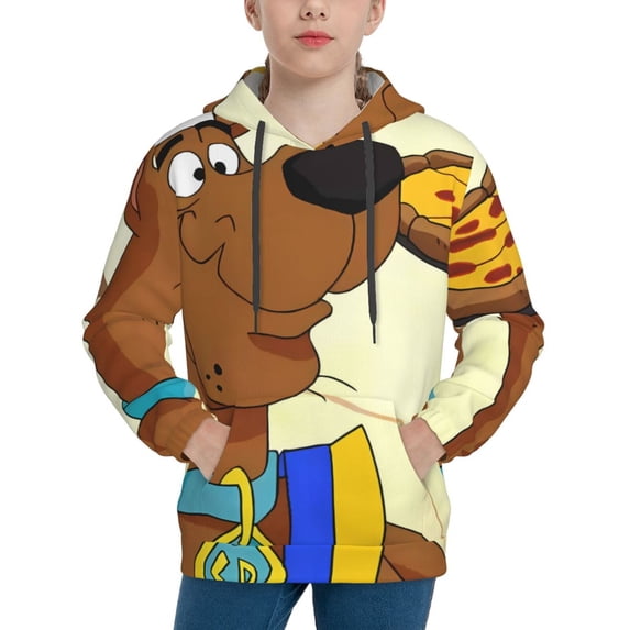 Lsque Scooby-Doo Patten Youth Hoodie Sweatshirt Pullover with Kangaroo Pocket Boys and Girls Hoodie Warm Hoodie for Kids