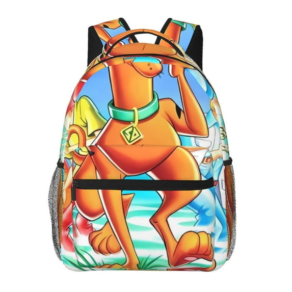 Lsque Scooby-Doo Pattern Casual Backpack for School, Work, Travel – Adjustable Straps, Multiple Compartments – Ergonomic Design, Fits Laptops and Tablets