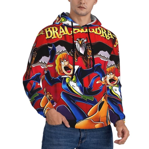 Lsque Scooby-Doo Pattern Casual Men's Hoodie,Hooded Sweatshirt with Kangaroo Pocket,Pullover Hoodie-4X-Large