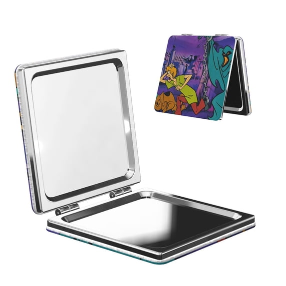 Lsque Scooby-Doo Pattern Cosmetic Mirror 2.6 Inch Round Handheld Travel Pocket Makeup Mirror