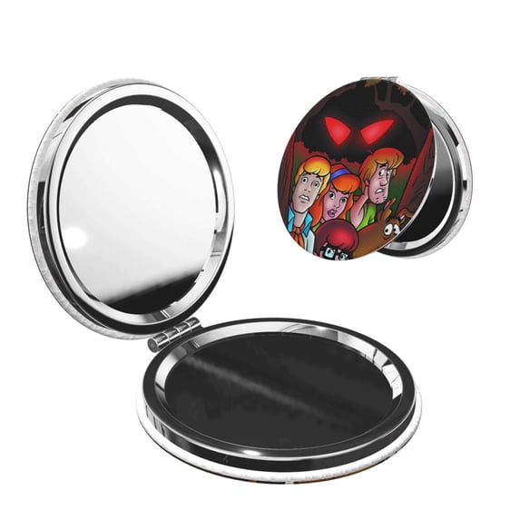 Lsque Scooby-Doo Pattern Cosmetic Mirror 2.6 Inch Round Handheld Travel Pocket Makeup Mirror