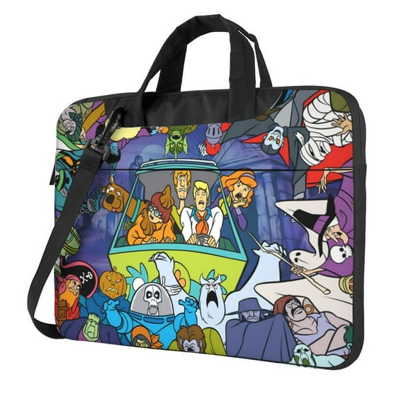 Lsque Scooby-Doo Pattern Laptop Bag – Portable & Slim Single-Shoulder Computer Case with Adjustable Strap, Protective, Lightweight for 13”/14”/15.6” Laptops