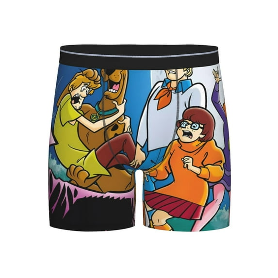 Lsque Scooby-Doo Pattern Men's Performance Stretch Underwear, Athletic Long Leg Briefs,Moisture-Wicking-Small