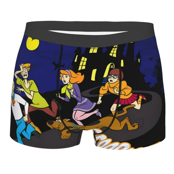 Lsque Scooby-Doo Pattern Men’s Total Support Pouch Boxer Briefs, X-Temp Cooling, Moisture-Wicking Underwear, Regular, Long-leg and Trunk-Small