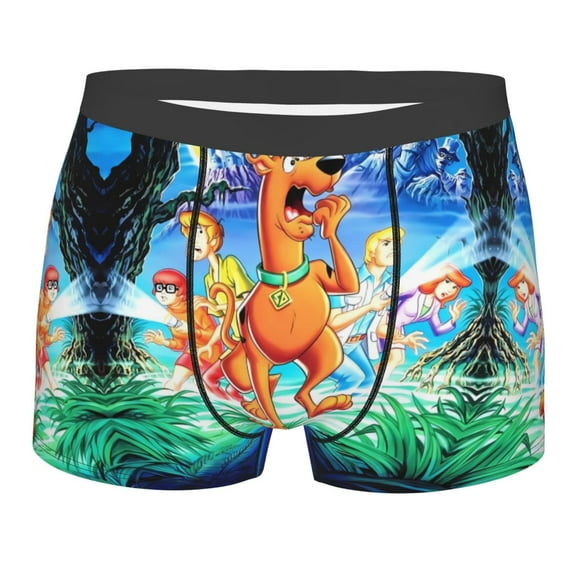 Lsque Scooby-Doo Pattern Men’s Total Support Pouch Boxer Briefs, X-Temp Cooling, Moisture-Wicking Underwear, Regular, Long-leg and Trunk-XX-Large