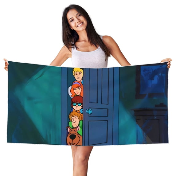 Lsque Scooby-Doo Pattern Microfiber Bath Beach Towel Silver Fox Velvet Beach Towel Oversized Quick Dry Absorbent for Pool Swimming Bathroom 27.5x55in
