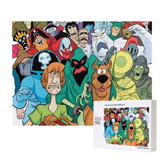 Lsque Scooby-Doo Pattern Wooden Picture Puzzle ,500 Piece Jigsaw Puzzle ,Family Fun Puzzle, Home Décor Puzzle, Gift Puzzle(Horizontal style)