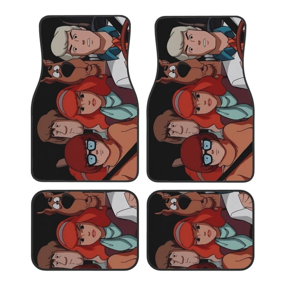 Lsque Scooby-Doo Print 4-Piece Floor Mats, Heavy-Duty Rubber Liners, Anti-Slip Design, All-Season Automotive Protection, Vehicles, Cars, Trucks, and SUVs