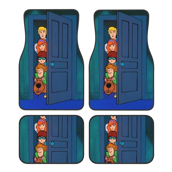 Lsque Scooby-Doo Print 4-Piece Floor Mats, Heavy-Duty Rubber Liners, Anti-Slip Design, All-Season Automotive Protection, Vehicles, Cars, Trucks, and SUVs