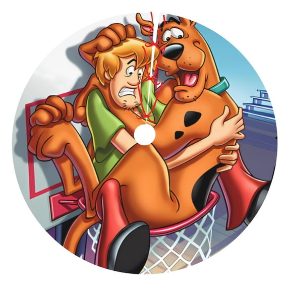 Lsque Scooby-Doo Print Christmas Tree Skirt, Tree Skirt with Ties or Velcro, Perfect for Holiday Decorations, Halloween, and New Year-36"