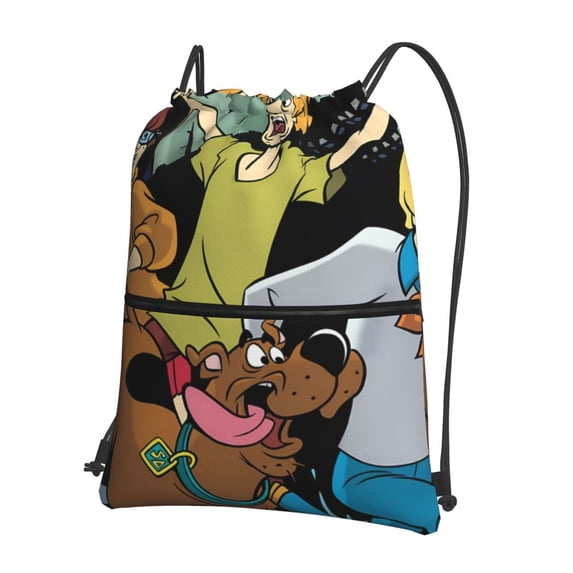 Lsque Scooby-Doo Print Drawstring zipper Backpack Bag Sport Gym Sackpack Cinch Bags Drawstring Bags Draw String Sport Bag-One Size
