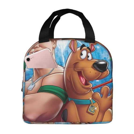 Lsque Scooby-Doo Print Insulated Lunch Bag with Thick Aluminum Foil Lunch Tote Bag with Front Pocket for Men and Women, Ideal for Work, School, Picnics, and Travel