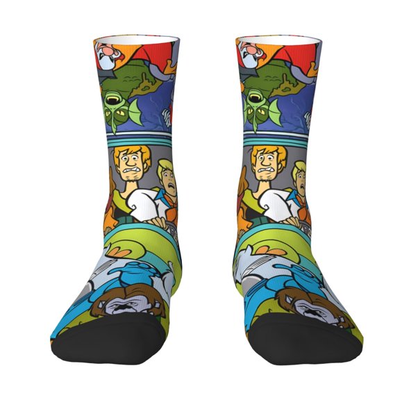 Lsque Scooby-Doo Printed Men's Crew Socks, Soft Durable Breathable Moisture-Wicking with Odor Control Cotton socks