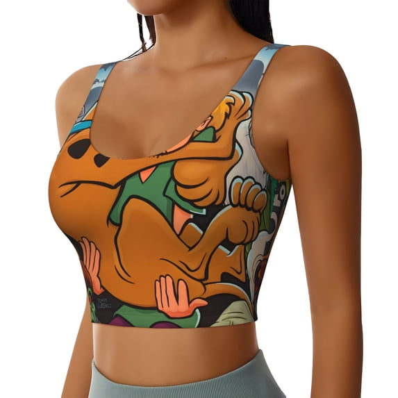 Lsque Scooby-Doo Printed Women'S Sports Bra, Compression, Moisture Wicking, High-Impact Sports Bra For Women,Supportive sports bra-Large