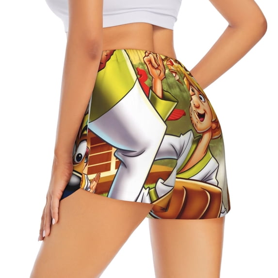 Lsque Scooby-Doo Printed Women's Running Shorts with Liner Pockets,Elastic Quick Dry Workout Athletic Gym Yoga Shorts,Womens High Waist Shorts-XX-Large