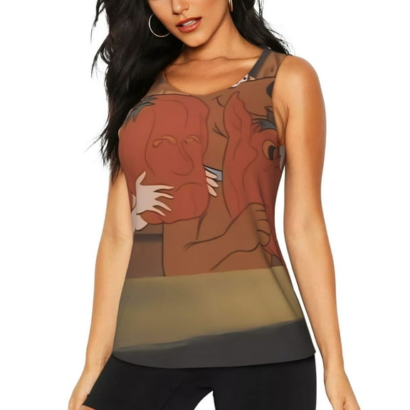 Lsque Scooby-Doo Printed Workout Tank Tops for Women, Athletic Sports Tank Tops, Compression Sleeveless Dry Fit Shirts,Sleeveless Yoga Shirt-Large