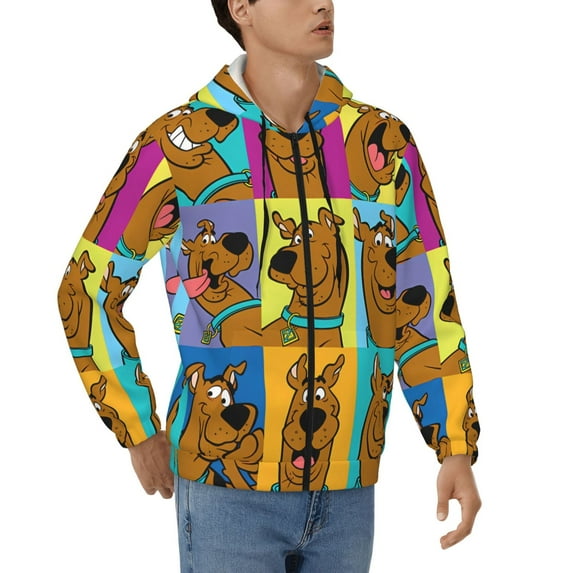 Lsque Scooby-Doo for Mens Full-zip Hoodie, Zip-up Pullover Hooded Sweatshirt, Kangaroo Pocket Hoodie Ideal for Daily Wear, Travel, and Home-Large