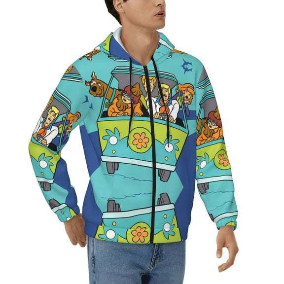 Lsque Scooby-Doo for Mens Full-zip Hoodie, Zip-up Pullover Hooded Sweatshirt, Kangaroo Pocket Hoodie Ideal for Daily Wear, Travel, and Home-Small