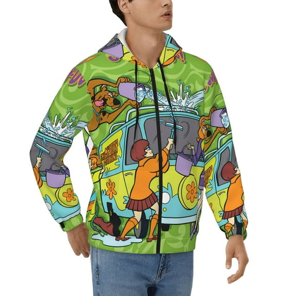 Lsque Scooby-Doo for Mens Full-zip Hoodie, Zip-up Pullover Hooded Sweatshirt, Kangaroo Pocket Hoodie Ideal for Daily Wear, Travel, and Home-Small