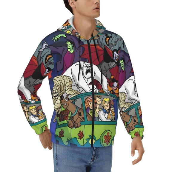 Lsque Scooby-Doo for Mens Full-zip Hoodie, Zip-up Pullover Hooded Sweatshirt, Kangaroo Pocket Hoodie Ideal for Daily Wear, Travel, and Home-XX-Large