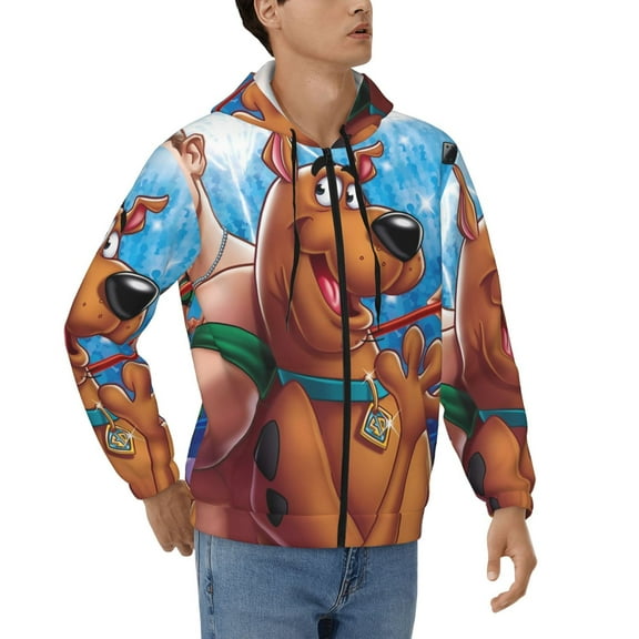Lsque Scooby-Doo for Mens Full-zip Hoodie, Zip-up Pullover Hooded Sweatshirt, Kangaroo Pocket Hoodie Ideal for Daily Wear, Travel, and Home-XX-Large