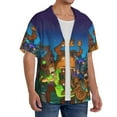 thumbnail image 1 of Lsque Scooby-Doo print Men's Cuban Collar Short Sleeve Shirt Summer Beachwear Casual Button Down Fashionable Vacation Leisure Shirt-4X-Large, 1 of 7