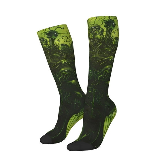 Lsque Screaming Horror Art Printed Crew Socks Men's Women's LightWeight Thin Casual Calf Socks ,Knee High Socks,Cotton Socks